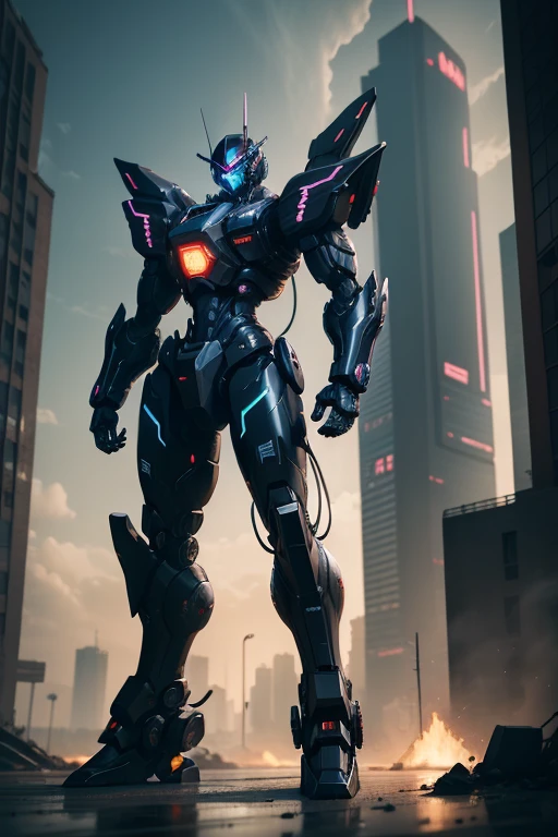 Black color mecha,cyber punk perssonage