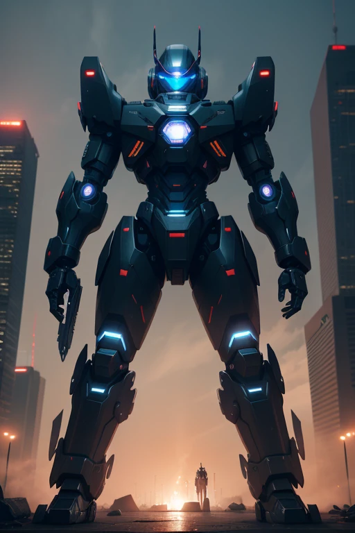 Black color mecha，cyber punk perssonage