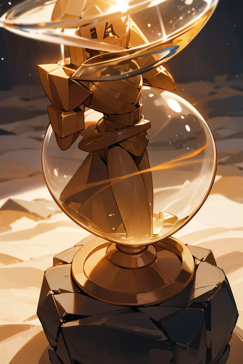 creates a stone golem whose head is an hourglass and its body is made of sand