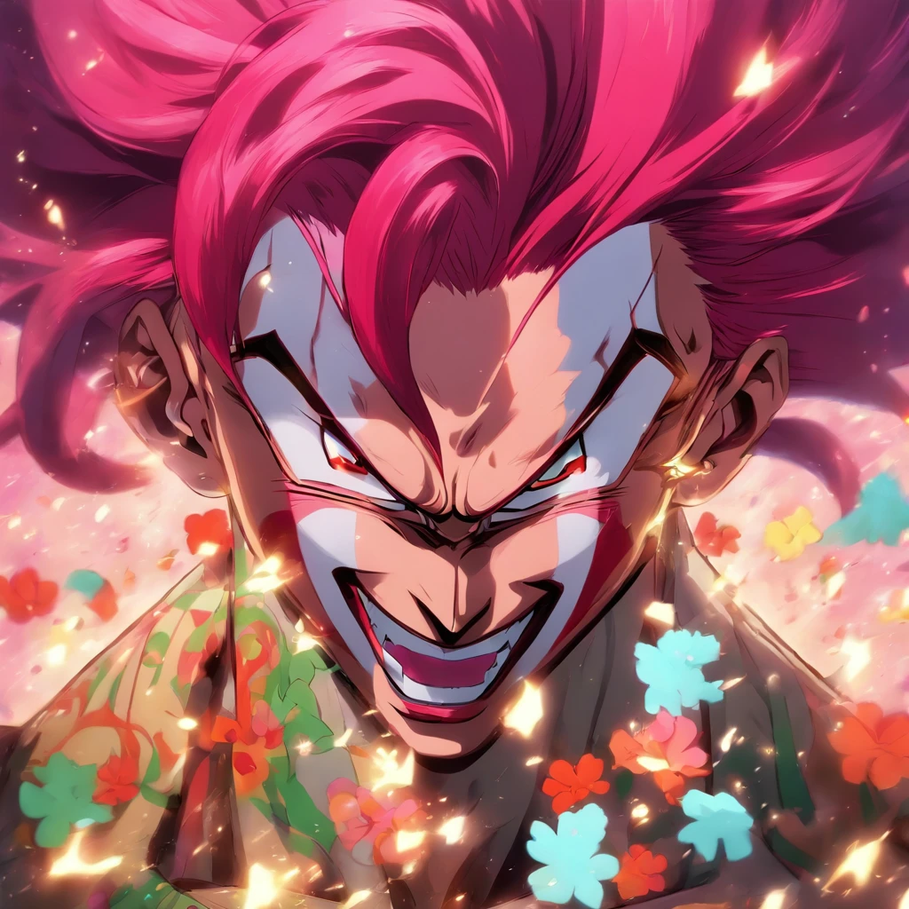 Painting of a woman with flowers on her face, Anime Style, Jojo anime style, detailed Anime Face, Anime Face, Hisoka, highly detailed angry Anime Face, Inspired by anime, Face Anime Portrait, Angry expression, Stern expression, pretty Anime Face, yayoi kasuma, Anime Styleキャラクター, Anime Styleのポートレート, portrait of Hisoka hunter hunter