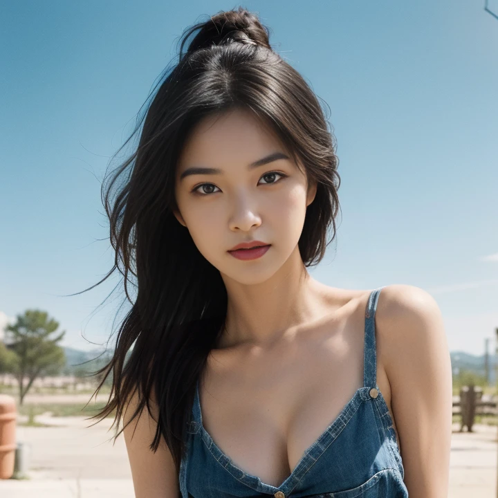 ((best quality,4k,8k,highres,masterpiece:1.2), ultra-detailed, (realistic,photorealistic,photo-realistic:1.37)) A mesmerizing and alluring female mechanic covered in grease, with a confident smile, looking directly into the camera. She radiates a dirty and rugged charm, showcasing her tough and confident demeanor. Her disheveled hair and smudged face carry a playful smirk, adding to her irresistible appeal. The stained overalls she wears cling to her curves, emphasizing her feminine power. In her hands, she holds gritty tools of the trade, displaying her mechanical expertise. The repair shop is cluttered with scattered car parts, creating an authentic automotive ambiance. Her intense gaze captivates the viewer's attention, as she grips a wrench tightly in her dirty hands. The scene is set in 8k resolution, capturing every intricate detail. She may be looking at another person or looking away, leaving that open to interpretation. Perhaps she even has a tattoo, adding another layer to her intriguing personality. This artwork is a masterpiece, meticulously crafted to provide the best quality, with a photorealistic approach, and ultra-high resolution. The lighting is designed to mimic the ambiance of a photographic studio, further enhancing the overall visual impact.