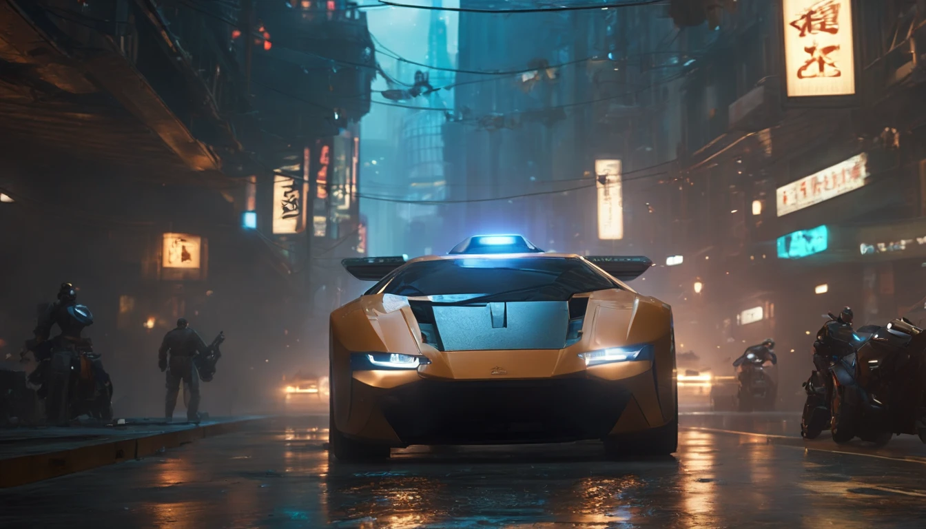 (anime,dynamic,battle scene,cyberpunk), (best quality,4k,8k,highres,masterpiece:1.2),ultra-detailed,(realistic,photorealistic,photo-realistic:1.37), HDR,UHD,studio lighting,ultra-fine painting,sharp focus,physically-based rendering,extreme detail description,professional,vivid colors,bokeh,horror,sci-fi,concept artists,neon lights,futuristic city,flying cars,intense action,glowing weapons,electric energy,reflective surfaces,overwhelming speed,chaotic explosions,towering skyscrapers,dark alleyways,teeming with people,high-tech accessories,futuristic armor,hovering drones,blurred motion lines,striking poses,emotional facial expressions,narrow alleys,cybernetic enhancements,technological implants,sleek and shiny vehicles,sharp and edgy character designs,vibrant and contrasting color palette,ominous atmosphere,industrial mechanical details,cityscape illuminated by holographic displays