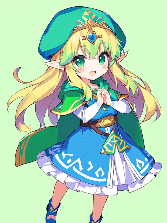 Cartoon girl in a green hat and blue dress, Princess「Kida」Kidaダガシュ, エルフPrincess, Blonde Princess, Wearing a green cloak, From The Legend of Zelda, Wearing a green cloak, Zelda-inspired art, Wearing a green cloakいる, Wearing a long haired cloak, Princess Zelda, Drawn with Microsoft Paint, (((gone crazy))) エルフPrincess