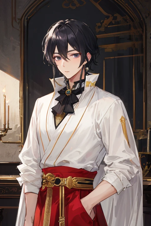 masterpiece,8k,((A man)),prince,prince殿下,Black Hair,Handsome,