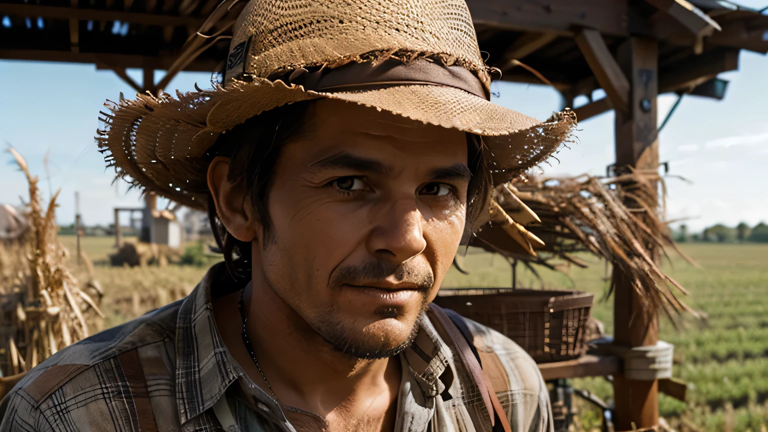 a man is slowly transforming into a scarecrow
