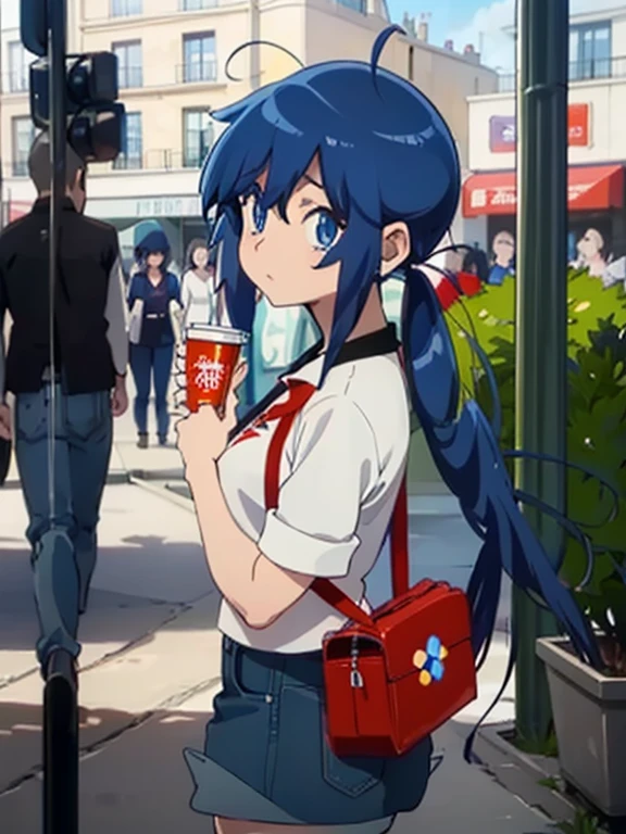 animemanga girl，Cabello azul y sombrero azul beben bebidas., anime visual de una linda chica, arte de anime digital detallado, anime girls drink energy drink, hermoso estilo de arte anime, Fondo de pantalla de arte anime 4K, Fondo de pantalla de arte anime 4k, lindos retratos de chicas anime, Estilo de arte anime de alta calidad., of frontline girls, encantador estilo de arte, estilo de anime4 K