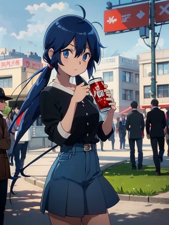 animemanga girl，Cabello azul y sombrero azul beben bebidas., anime visual de una linda chica, arte de anime digital detallado, anime girls drink energy drink, hermoso estilo de arte anime, Fondo de pantalla de arte anime 4K, Fondo de pantalla de arte anime 4k, lindos retratos de chicas anime, Estilo de arte anime de alta calidad., of frontline girls, encantador estilo de arte, estilo de anime4 K