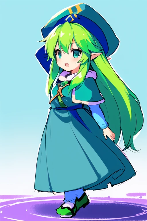 Cartoon girl in a green hat and blue dress, Princess「Kida」Kidaダガシュ, エルフPrincess, Blonde Princess, Wearing a green cloak, From The Legend of Zelda, Wearing a green cloak, Zelda-inspired art, Wearing a green cloakいる, Wearing a long haired cloak, Princess Zelda, Drawn with Microsoft Paint, (((gone crazy))) エルフPrincess