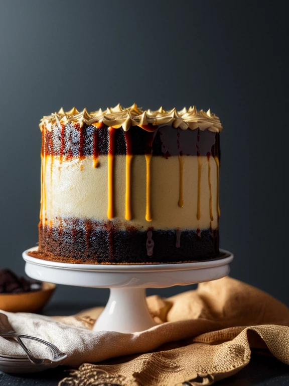 (masterpiece:1.2), (best quality), (ultra-detailed), (8k, 4k, intricate),(highly detailed:1.2), (detailed background), ((portrait)), foodstyle, food, blurry, depth of field, table, food focus, cakes, with the dark black background and aesthetic representation, shiny poster, sprincles, eye catching, tet can be written.