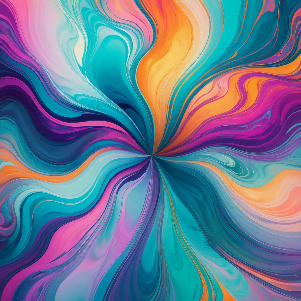 An ethereal abstract composition with flowing shapes, vibrant colors, and intricate textures. Inspired by fluid art. Ultra high resolution.