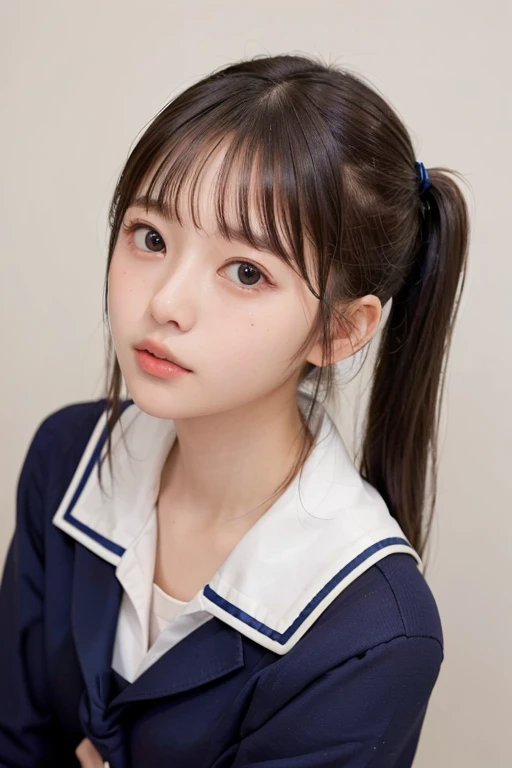 ((highest quality、8k、masterpiece:1.5))、One Girl、(Unhealthy face)、(To the letter)、Blunt bangs、(Lots of vans:1.3)、(Whole Body Ezbian:1.4)、(Symmetrical face)、Highly detailed face、Highly detailed mouth、Detailed eyes、Fine ears、Slim face、(Self Snap:1.3)、(look up)、(From above)、(Twin tails、Ahoge:1.3)、(Upper Eye)、The background is blurred、(Sailor suit:1.4)、Lip gloss、()、(Turn off the light)、