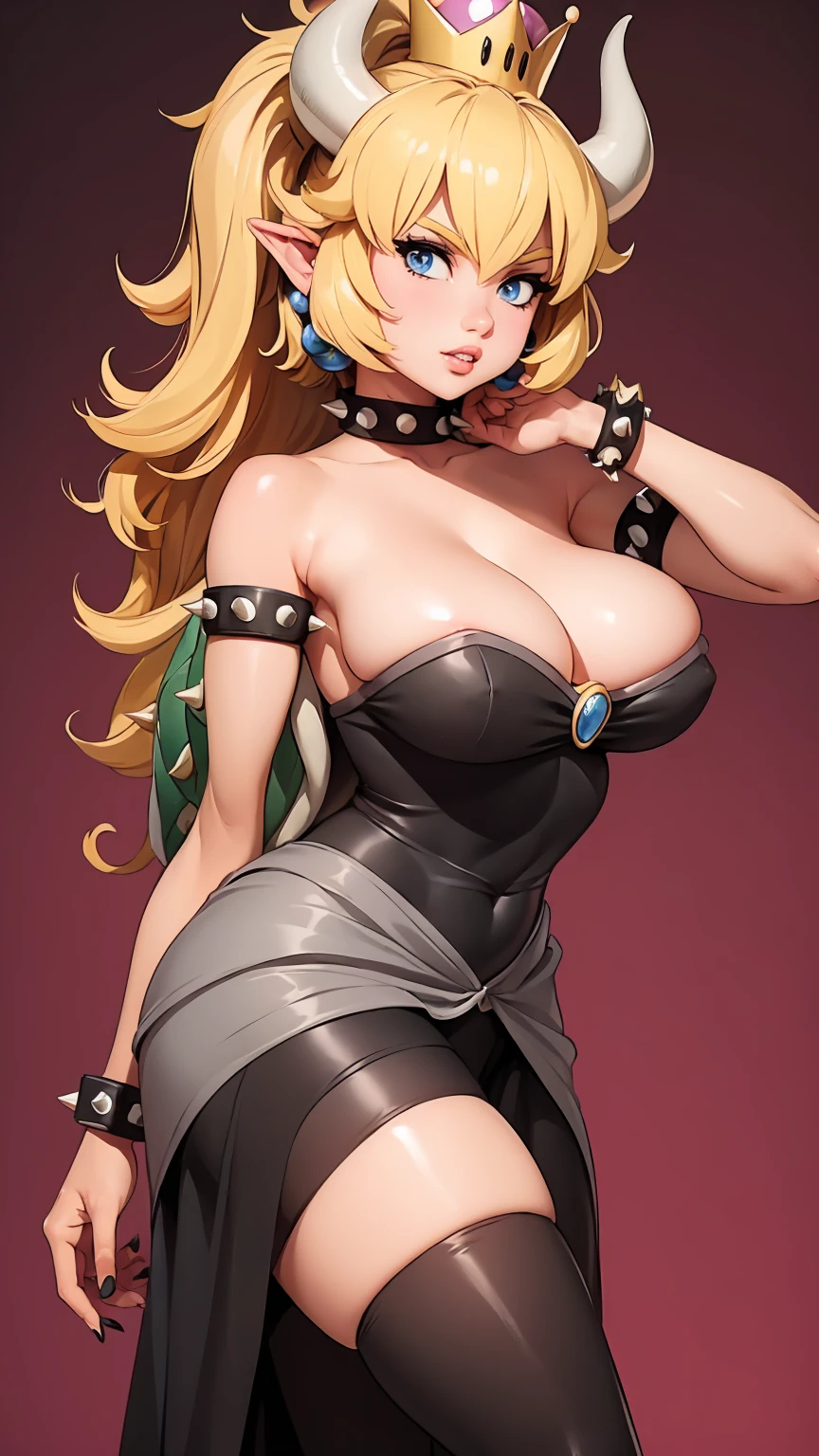 ((masterpiece)), ((best quality)), (detailed), perfect, solo, Bowsette, gorgeous girl, luscious lips, blonde hair,