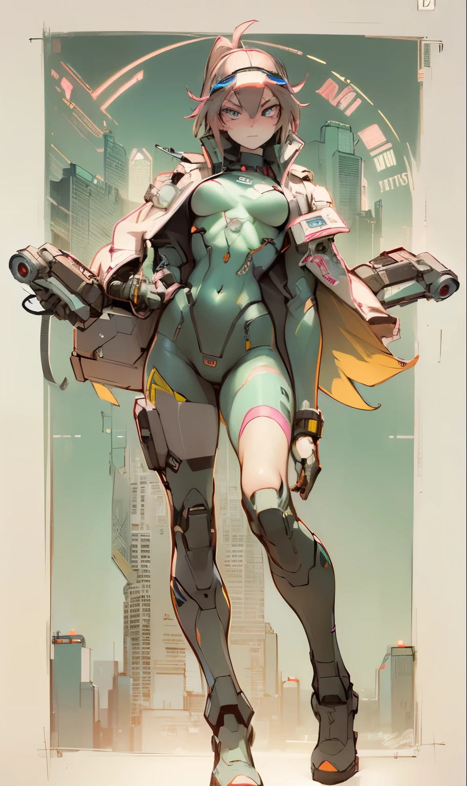 (best quality,4k,8k,highres,masterpiece:1.2),ultra-detailed,(realistic,photorealistic,photo-realistic:1.37),cyberpunk hero,mecha style, machine hands, futuristic goggles, digital implants, glowing tattoos, neon-lit cityscape, high-tech weaponry, augmented reality interface, chromatic color scheme, dynamic lighting