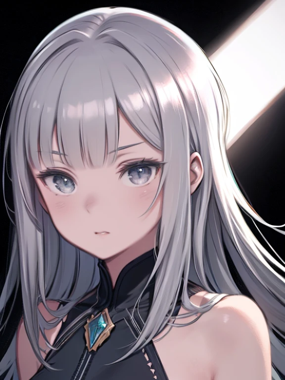 highly detailed, 8k, masterpiece, One girl, Grey Two Tone_hair, dress , , (perfection_face), Brilliant, Complex, Dramatic lighting, 4K, detailed_background, Caustics, Portraiture, , from_~ side  