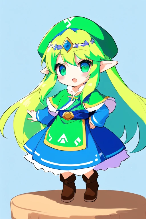 Cartoon girl in a green hat and blue dress, Princess「Kida」Kidaダガシュ, エルフPrincess, Blonde Princess, Wearing a green cloak, From The Legend of Zelda, Wearing a green cloak, Zelda-inspired art, Wearing a green cloakいる, Wearing a long haired cloak, Princess Zelda, Drawn with Microsoft Paint, (((gone crazy))) エルフPrincess