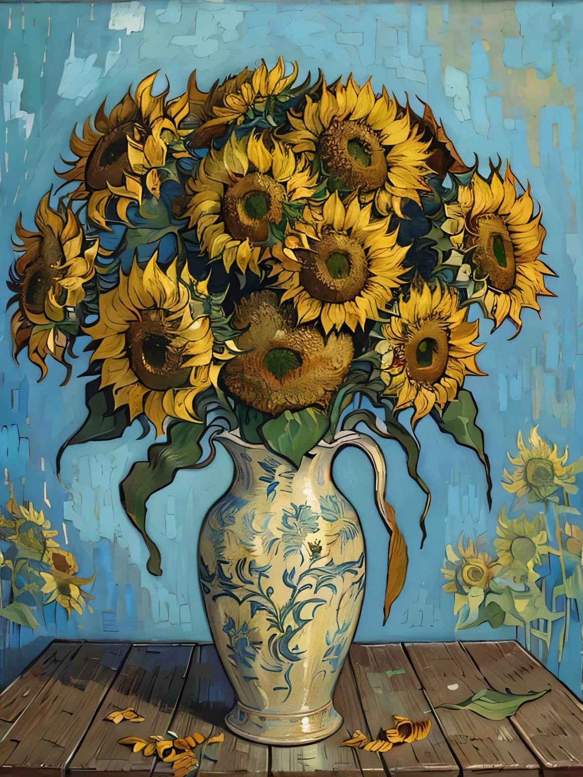 vase of sunflowers, estilo van gogh