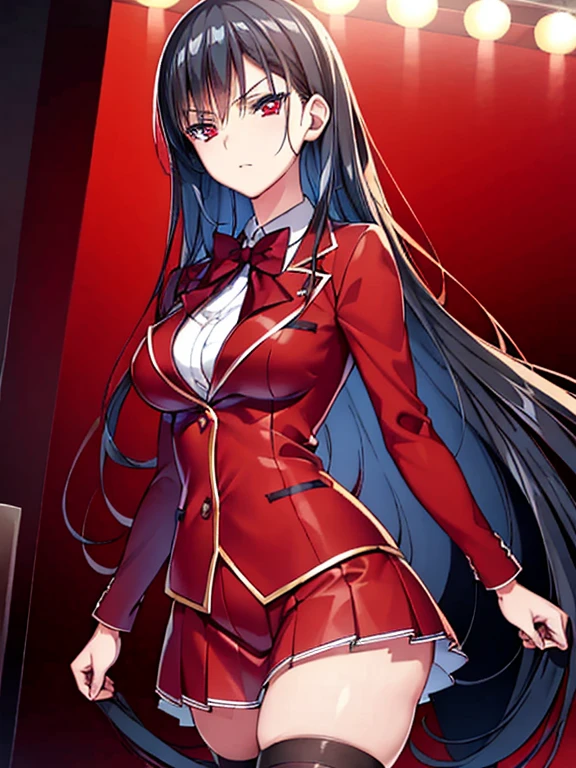 a woman in red ,black hair, red eyes, classroom
masterpiace, best quality, (extremely detailed CG:1.4), highly detailed faces, red skirt, pretty thigs