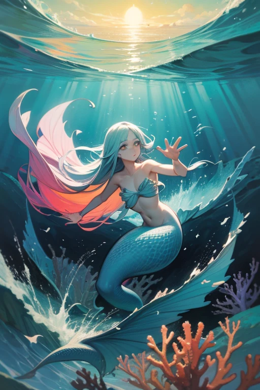 Create an awe-inspiring oil painting that captures the enchanting beauty of a Japanese mermaid gracefully gliding through the depths of the ocean. Using bold and expressive brushstrokes, convey the fluidity and movement of the water as it swirls around the mermaid's ethereal form.
Imagine a scene where the mermaid emerges from the depths, her long, flowing hair cascading like seaweed around her luminous figure. Her eyes shimmer with wisdom and mystery as she gazes into the distance, beckoning viewers into the enchanting world beneath the waves.
With masterful strokes of the brush, depict the intricate details of the mermaid's scales, shimmering with iridescent hues of blue and green. Let the play of light and shadow dance across the canvas, evoking the ever-changing currents of the ocean depths.
In the background, paint a panorama of coral reefs, swaying sea plants, and exotic marine life, creating a vibrant tapestry of color and movement that surrounds the mermaid in her watery domain.
As viewers gaze upon the painting, they are transported into a world of magic and wonder, where the boundary between reality and myth fades away. "Song of the Deep" is not merely a painting—it is a mesmerizing symphony of color, texture, and emotion that celebrates the timeless allure of the sea and the mysterious beauty of the Japanese mermaid.