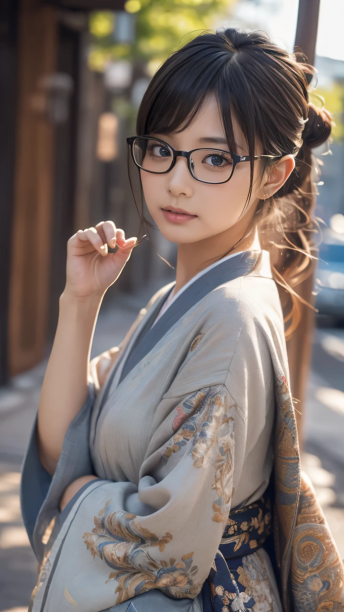 (random japanese clothes),(random pose),(random hairstyle),(Highest image quality,(8k),ultra-realistic,best quality, high quality, high definition, high quality texture,high detail,beautiful detailed,fine detailed,extremely detailed cg,detailed texture,a realistic representation of the face,masterpiece,Sense of presence),(wearing glasses:1.1)