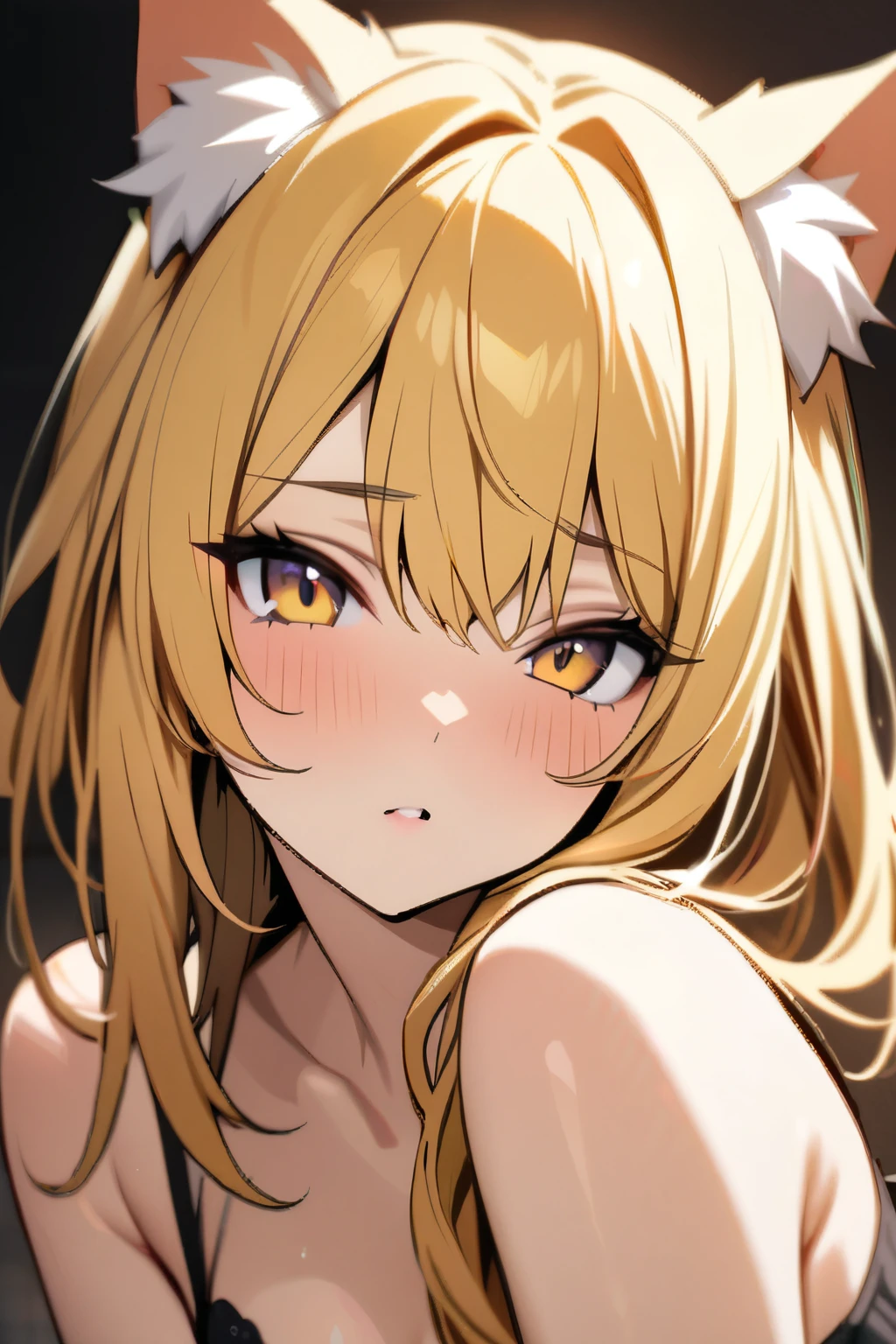 Masterpiece, best quality, beautiful girl, beautiful face, yellow hair, cat ears,