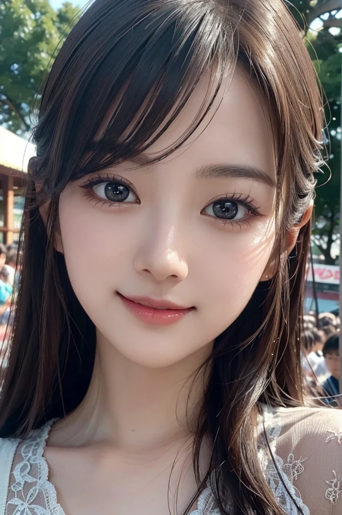 (Surreal) , (Like the picture:1.4),(Increase the resolution), (8k), (Very detailed), (Beautiful and fine details), (highest quality), (Ultra-detailed), (masterpiece), (wallpaper), (Detailed face), solo,1 girl, perfect beautiful japanese woman:1.4、19 years old、Looking at the audience, Subtle details, Detailed face, Cloudy, Deep Shadow, Laughter,