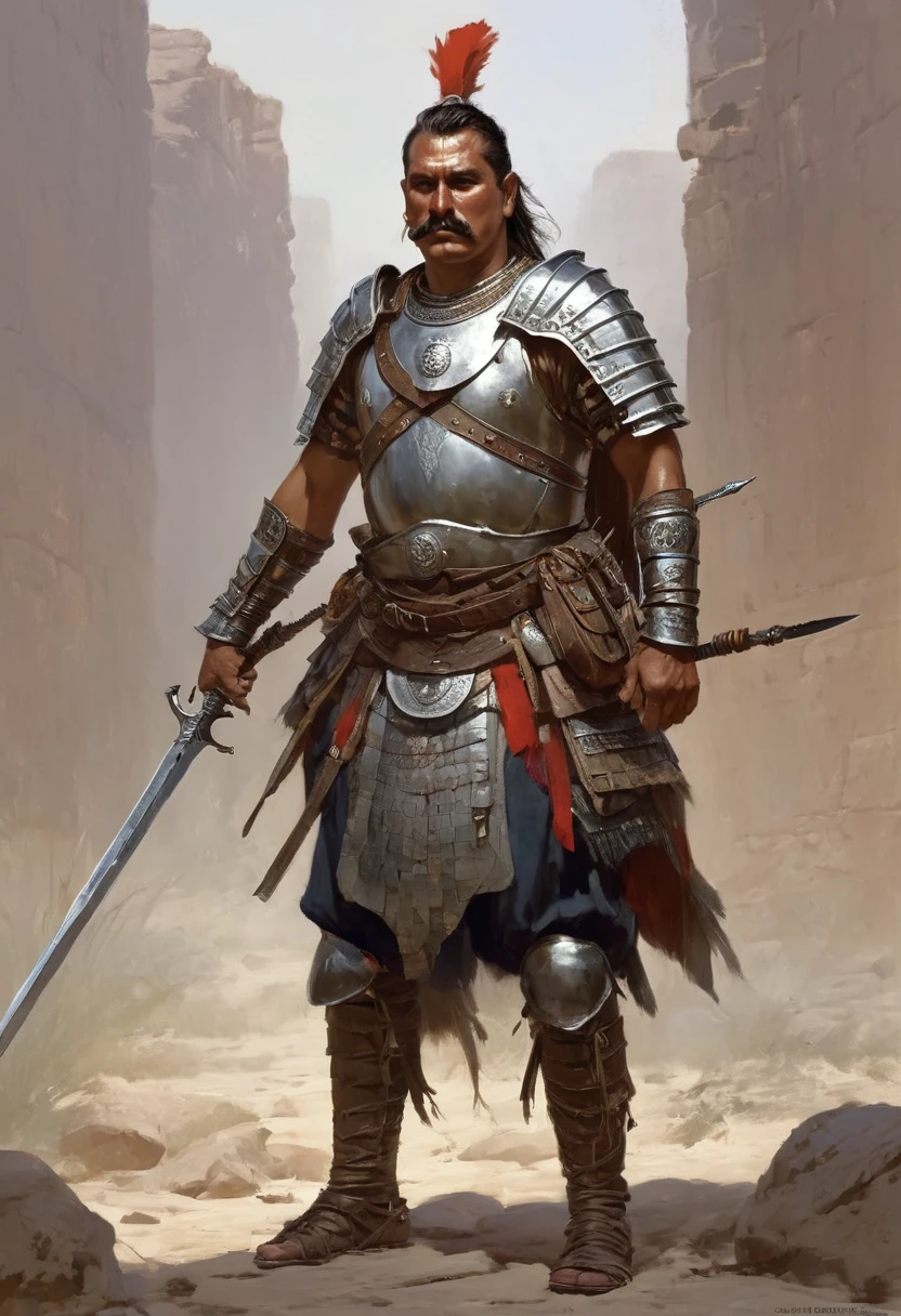 ((illaa)) warrior in 1900s, by greg rutkowski and wlop and D&D