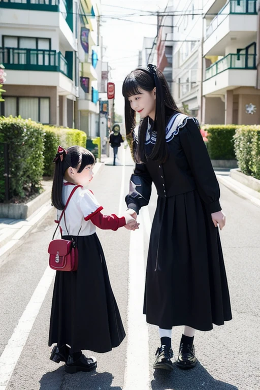 live-action Long skirt Enamel Gothic Lolita Residential Street female kindergartener Transforms opponents' skin into a yellow rubber suit with a bee pattern Multiple people Shiny patent leather rubber dress Japanese