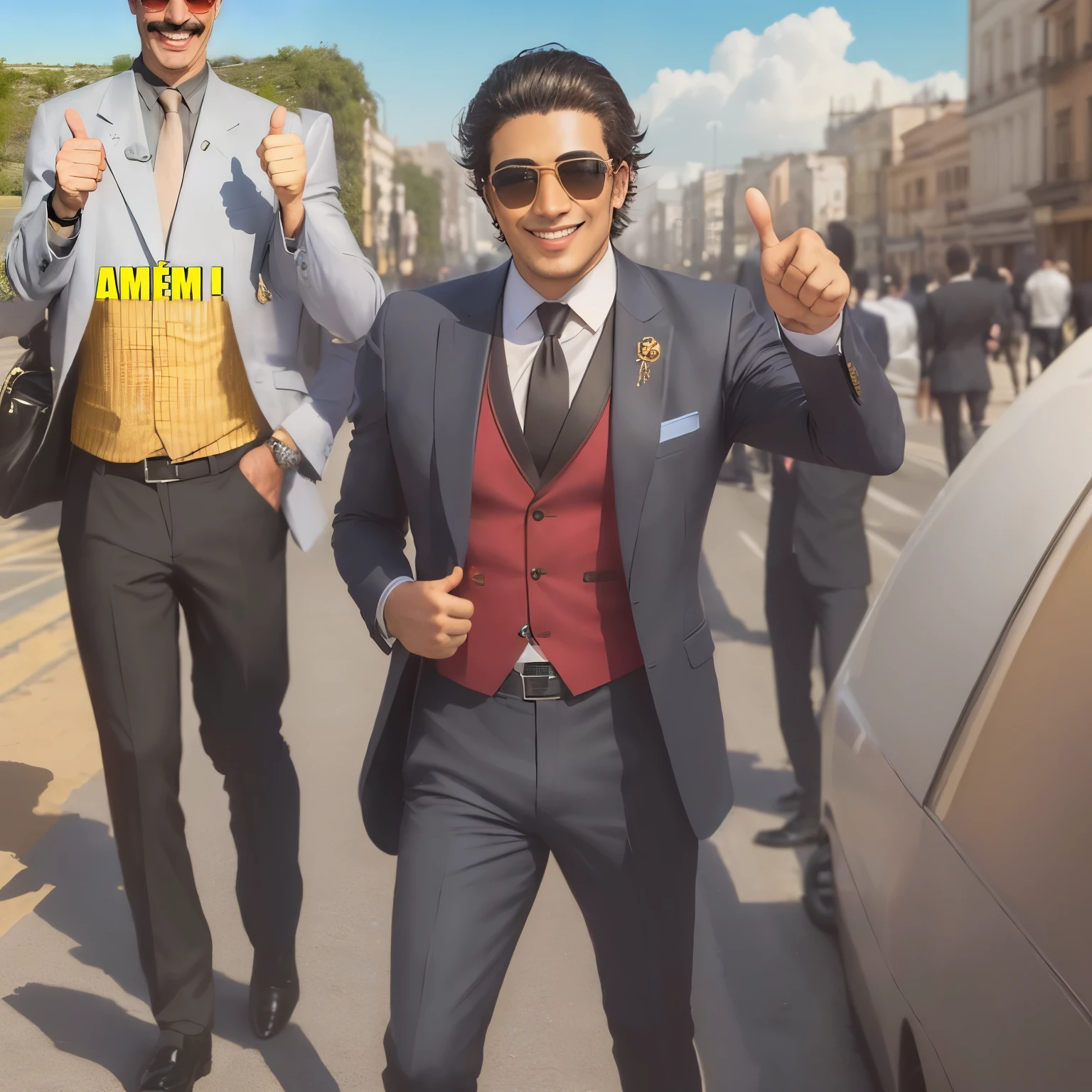 smiling man in suit and sunglasses giving thumbs up, emir, Ambeint, ahhhhh, apaixonado, memes, obrigado memess, antgerm, Aokamei, Incredible, 🚀🚀🚀, memes format, Ele devolve o memes, anjo ], iamag, Ah Puch, grande)}], aesthetics, amigo, 🇺🇦