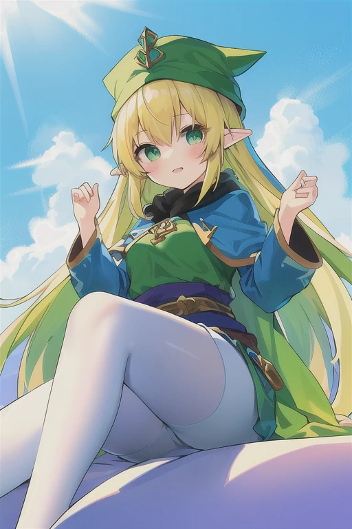 Cartoon girl in a green hat and blue dress, Princess「Kida」Kidaダガシュ, エルフPrincess, Blonde Princess, Wearing a green cloak, From The Legend of Zelda, Wearing a green cloak, Zelda-inspired art, Wearing a green cloakいる, Wearing a long haired cloak, Princess Zelda, Drawn with Microsoft Paint, (((gone crazy))) エルフPrincess