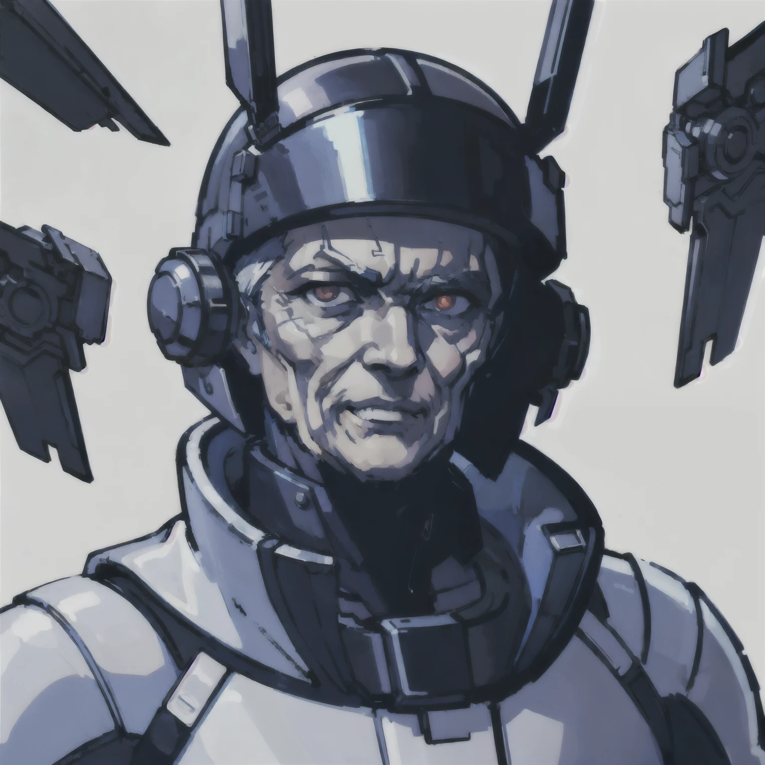 (old male man:1.0), (futuristic:1.1), (generic space suit), (white background:1.2), (portrait)