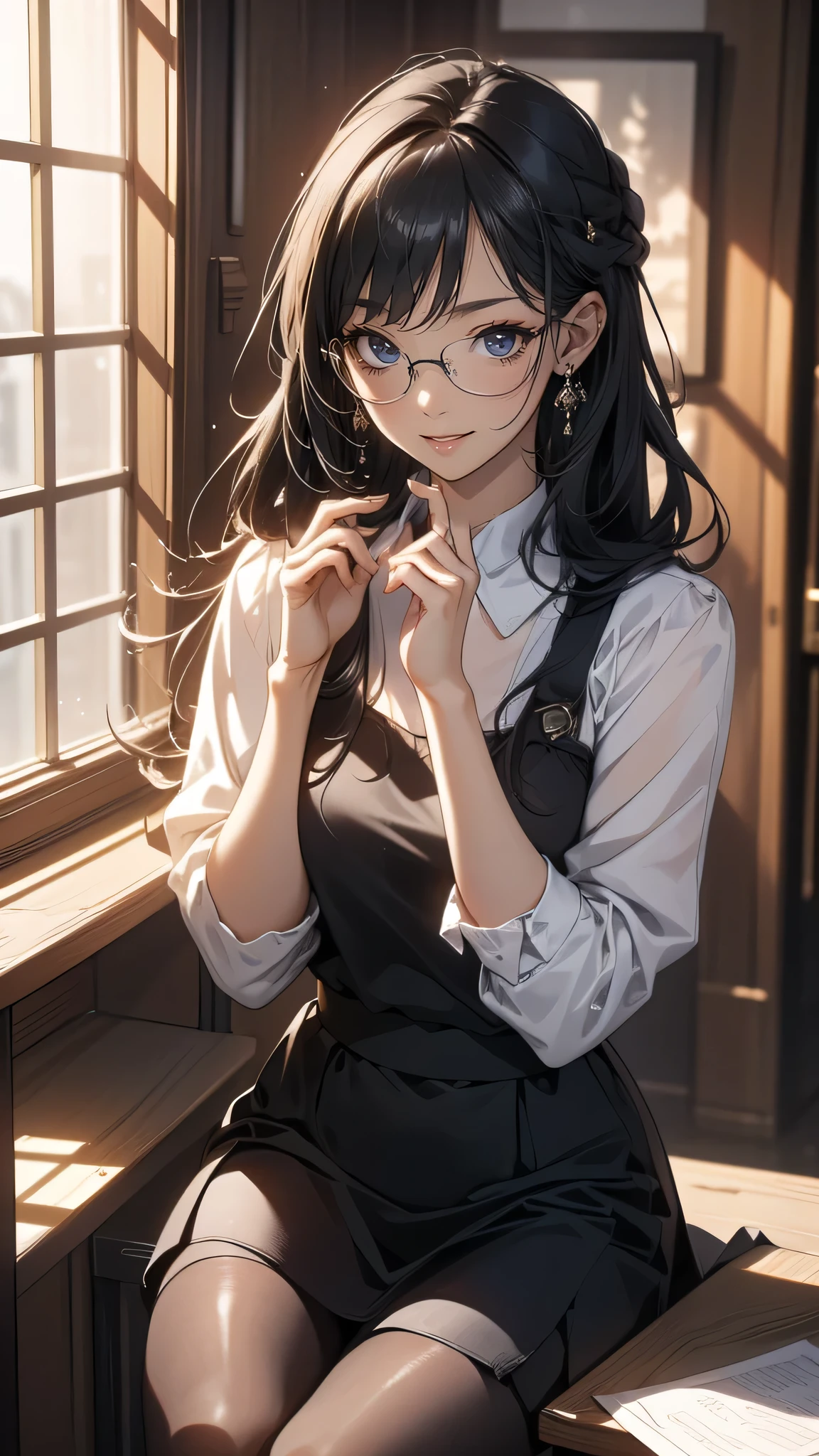 (random pose),(random hairstyle),(Highest image quality,(8K), Ultra-realistic, Best Quality, High quality, High Definition, high quality texture, high detailing, Beautiful detailed, fine detailed, extremely details CG, Detailed texture, realistic representation of face, masterpiece, presence),virgin destroyer sweater,black pantyhose,all fours,sit under the desk