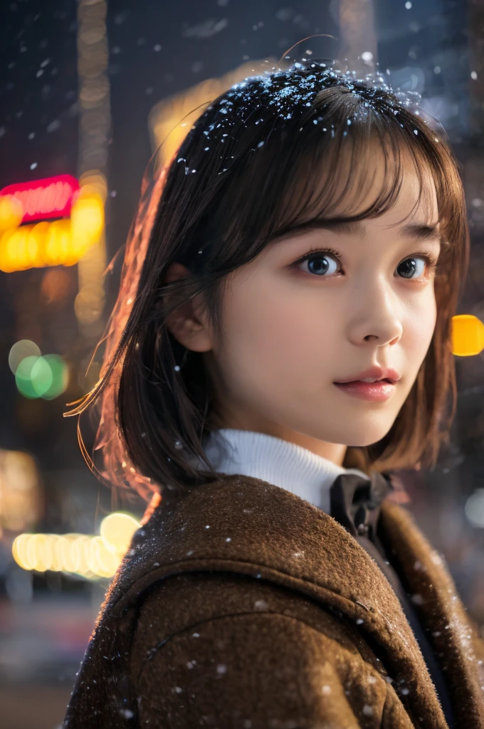 1 girl, (Put on your coat:1.2), (RAW Photos, highest quality), (Realistic, Photorealistic:1.4), Tabletop, Very delicate and beautiful, Very detailed, 2k wallpaper, wonderful, finely, Very detailed CG Unity 8K 壁紙, Very detailed, High resolution, Soft Light, Beautiful detailed girl, Very detailed目と顔, Beautiful and detailed nose, finelyて美しい目, Cinema Lighting, Illuminations that light up the city on a snowy night, Snow Scene, that&#39;it&#39;s snowing, 髪にit&#39;s snowing, Perfect Anatomy, Tense air, Straight Long Hair, Looking at the audience, smile, Hokkaido serial murders, Disappearing into the Sea of Okhotsk, Tracking(16k, RAW Photos, highest quality, High resolution, ), （I can see a little bit of nipple swelling through my clothes.）High-definition RAW color photos, Professional photos, (Layered silhouette: 1.2), Complex patterns, , (Realisticな, photoRealisticな: 1.3), ( Japanese Girls), , Big breasts Very firm breasts、Non-sagging breasts、Showing cleavage。Too much exposure、（NSFW）Shine, (Detailed face: 1.2), (masterpiece: 1.5),Fine-grained beautiful skin, (cute:1.2), (sexy) (highest quality :1.2),((A girl, 1 girl : 1.3), solo, solo focus))、(One head according to human anatomy、Two Arms、Two Legs、Five Fingers)
「No deformed or unnatural body parts,A completely normal human body type」「A depiction of a woman that is faithful to human anatomy」、(A representation of a healthy, balanced and vibrant woman)