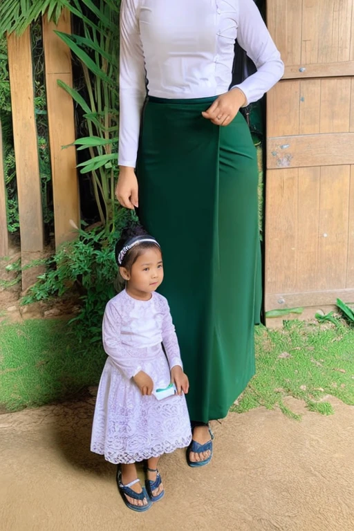 A school teacher is 60years old.Tall, thin, big hips, big breasts, blonde hair, small lips, blue eyes, attractive, 64K.Top=white Burmese blouse,With long sleeves,Buttoned at the side.Bottom=(Dark green) long skirt.
Footwear=female Burmese sandals,The hair is knotted bun.European.Nun Headpiece.
