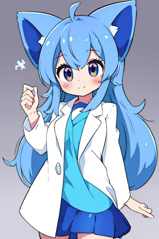 Female Meowstic(pokemon), human shaped, lab coat