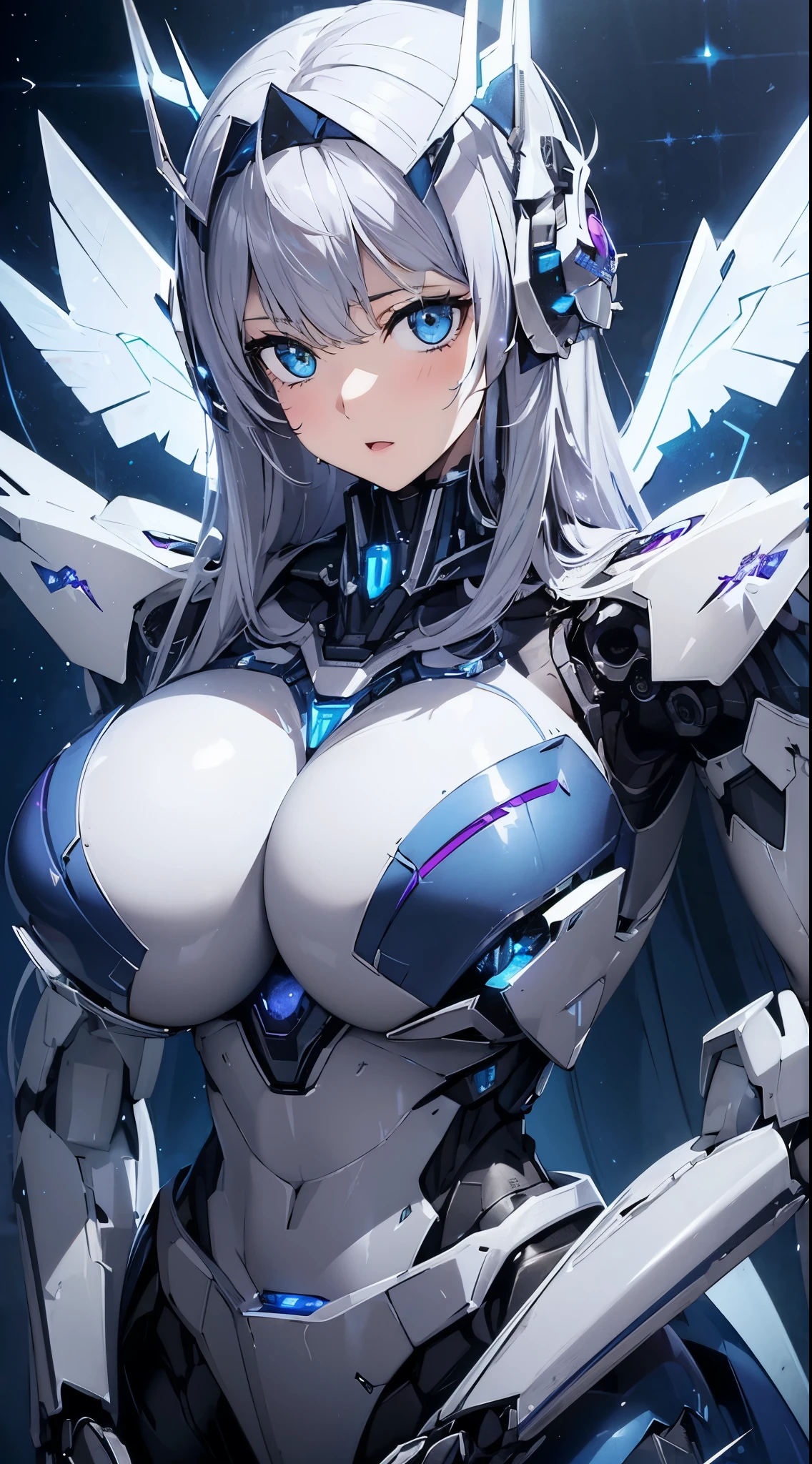 Blue shining mechanical eyes