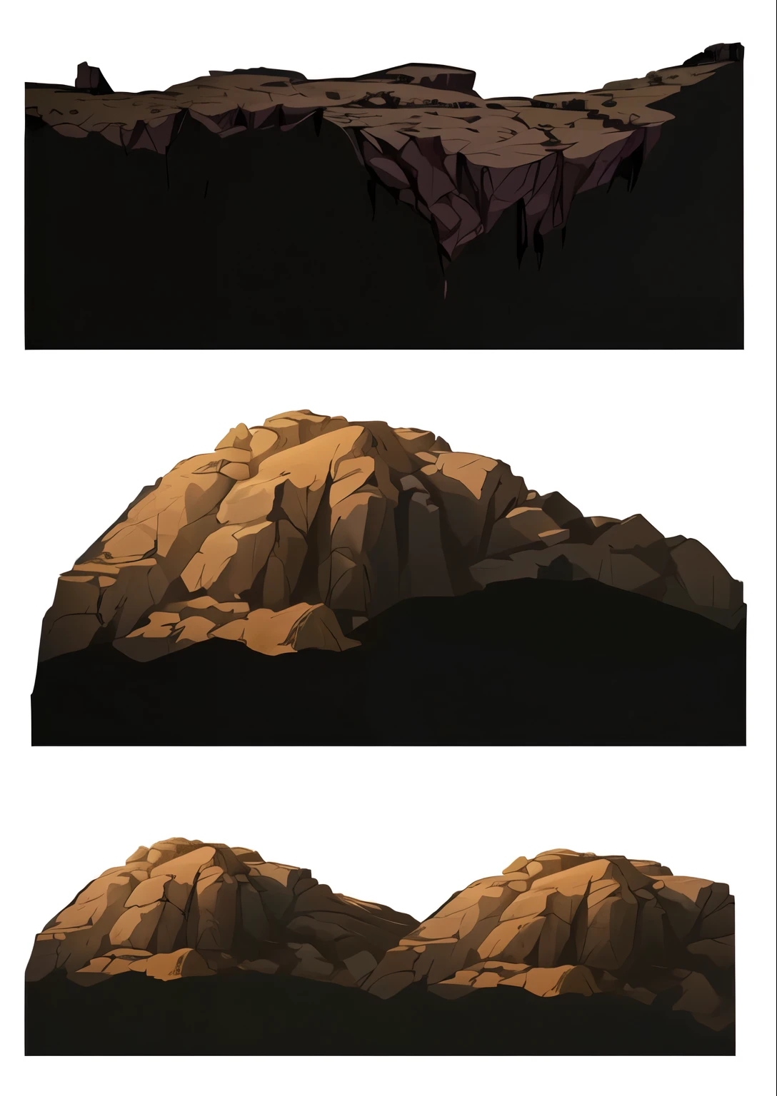 a close-up of a rock formation with a mountain in the background, ambiente rochoso, fundo da caverna, cave scenery, arte de fundo, painted as a game arte conceitual, cavernas, sistema de cavernas, ativo do jogo, 2d ativo do jogo, environment arte conceitual, Mountains destroyed, arte detalhada do jogo, arte conceitual!, 2 d ativo do jogos, rock formations, conceito de meio ambiente, arte conceitual