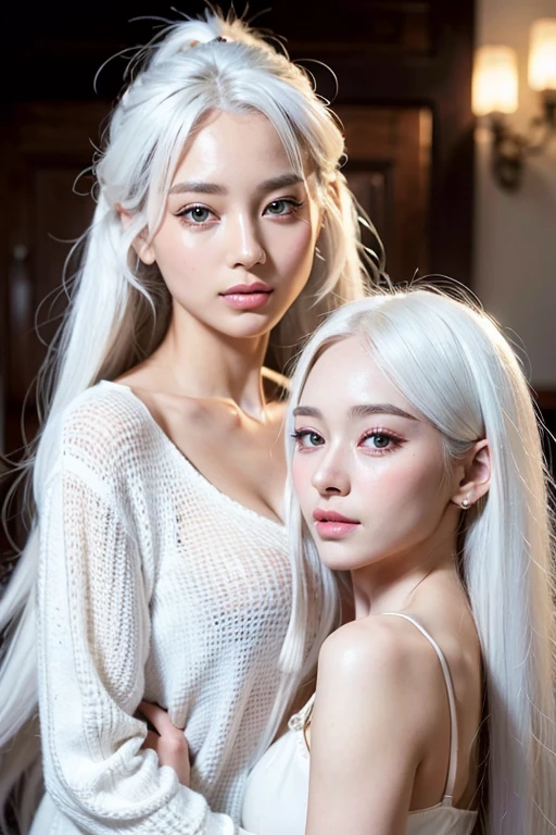 Beautiful girl with brown eyes and white hair, she found love
