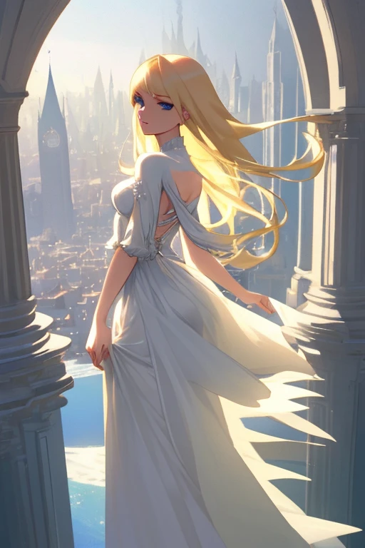 Beautiful girl Blonde, stylish, in a place in the world