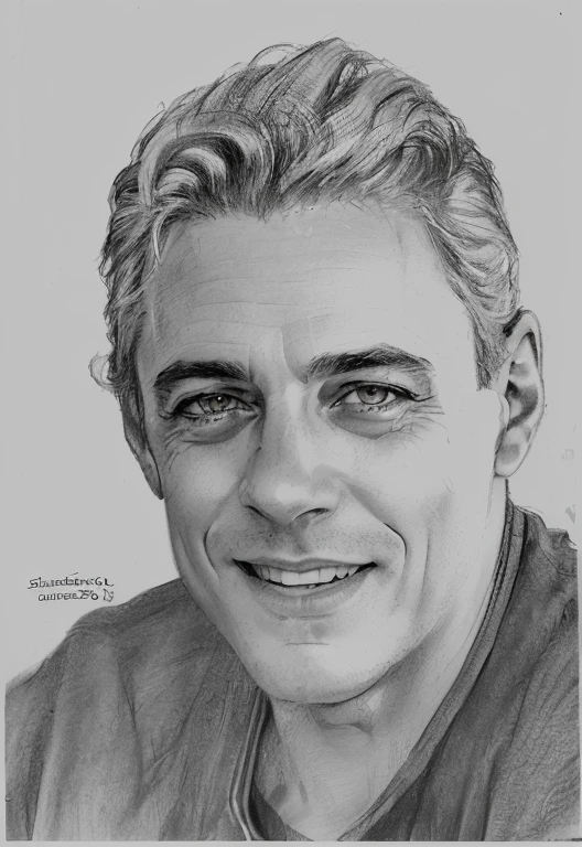 DreamShaper, 4k, realistic drawing with charcoal pencil, a drawing of a man with a smile on his face, Page from the Tony Danza coloring book, realistic sketch, realistic hypersketch, by Hristofor Zhefarovich, inspired by Antônio Parreiras, by Cândido López, inspired by Alexis Grimou , by Emerson Silva, Directed by: Maksymilian Gierymski