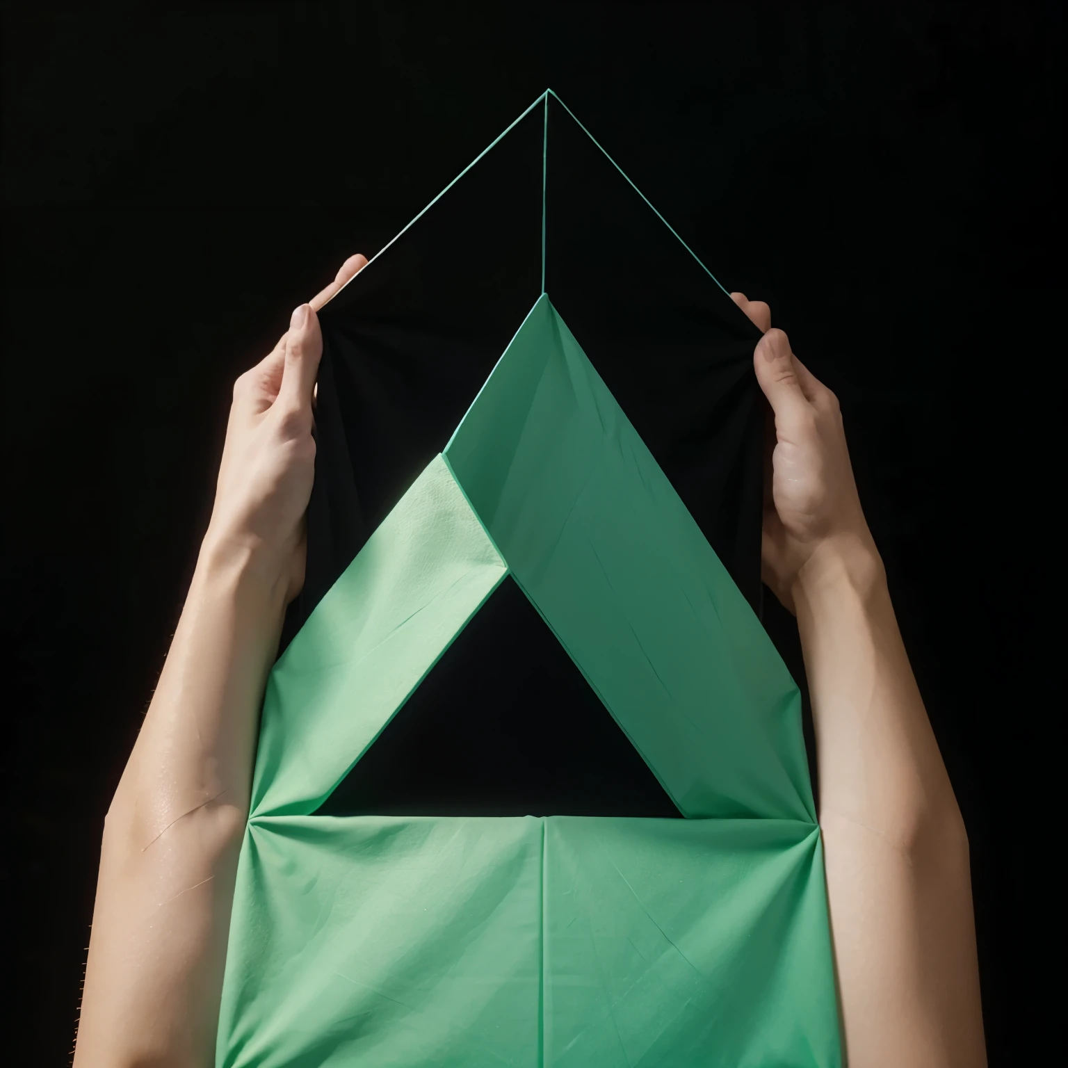 Make a simple amino banner with geometric figures, black background and mint green colors