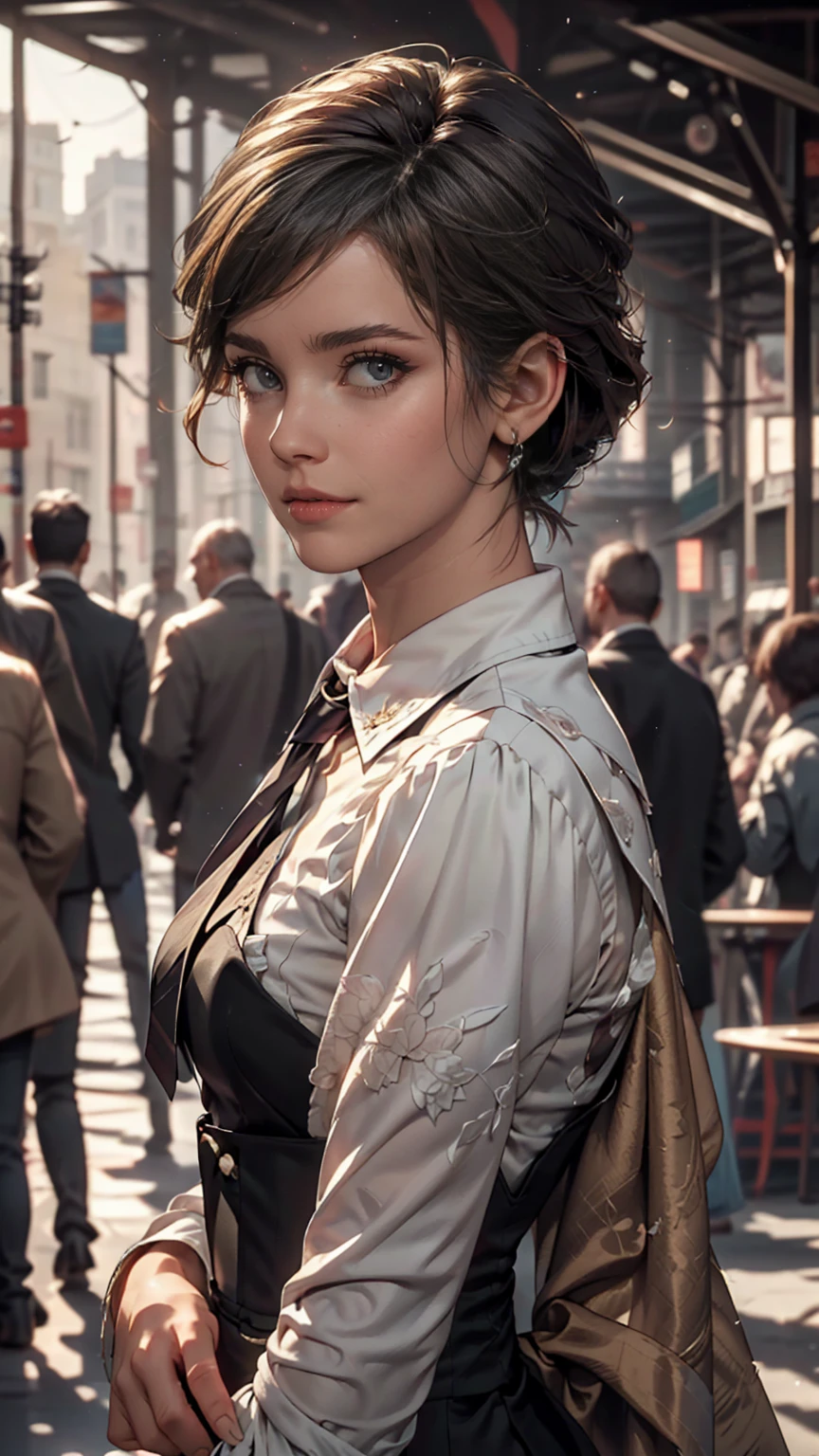 8k, highest quality, masterpiece:1.2), (Realistic, photo-Realistic:1.37), highest quality, masterpiece, Beautiful young woman, Pensive expression, Thoughtful expression, Elegant clothing, Tie your hair back, Messy mood, Movie Background, tired, Light skin tone