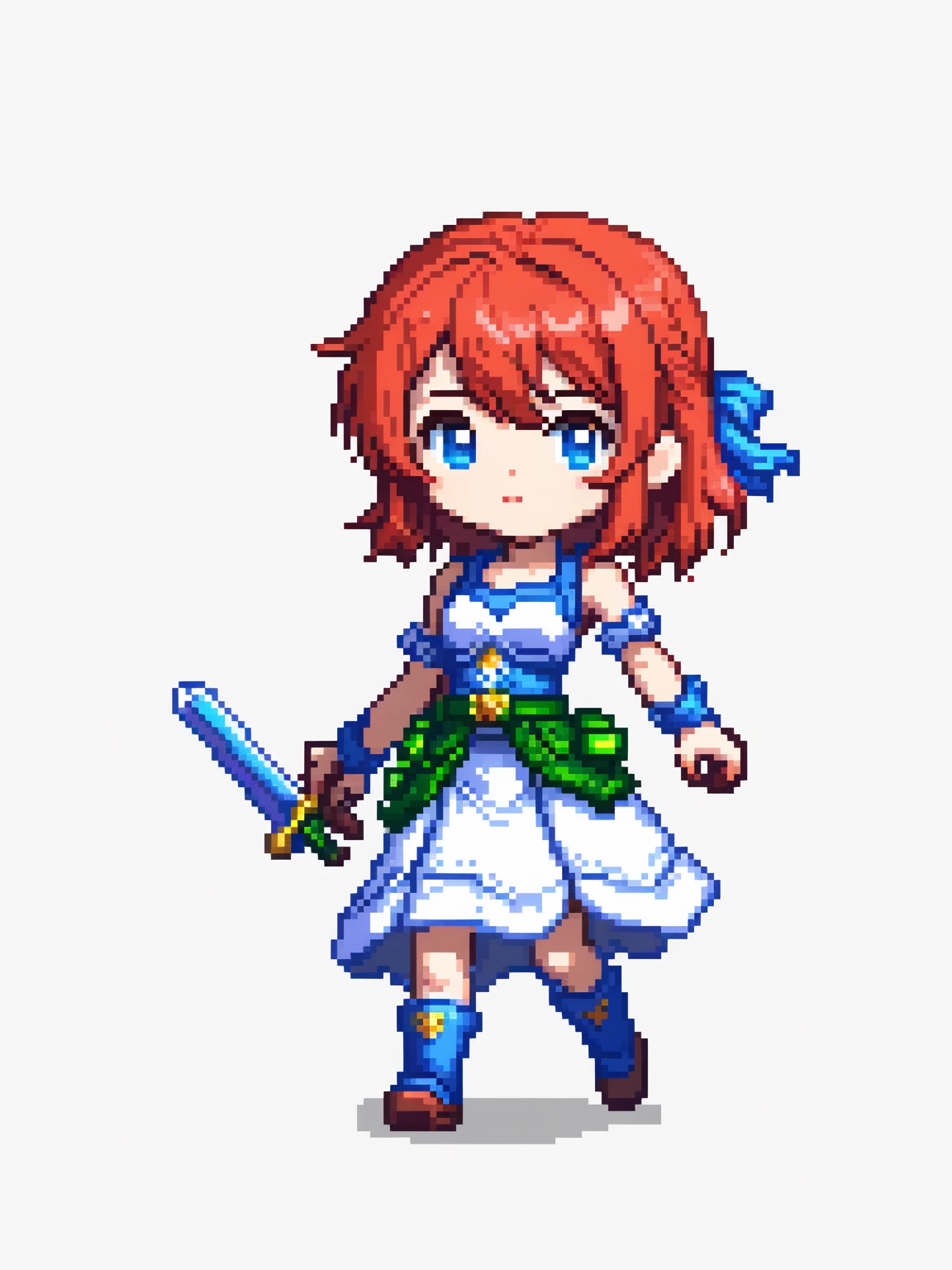 pixel art, EUA, character de jogo adulto, color white, roupa white, simple white background, game icon, 64 bit style