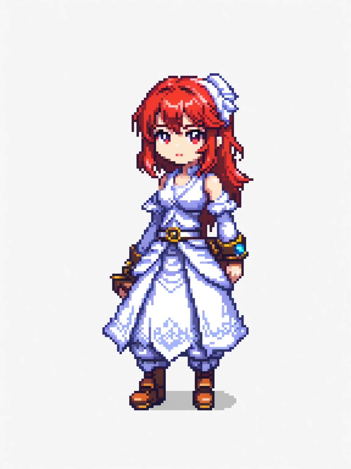 pixel art, EUA, character de jogo adulto, color white, roupa white, simple white background, game icon, 64 bit style