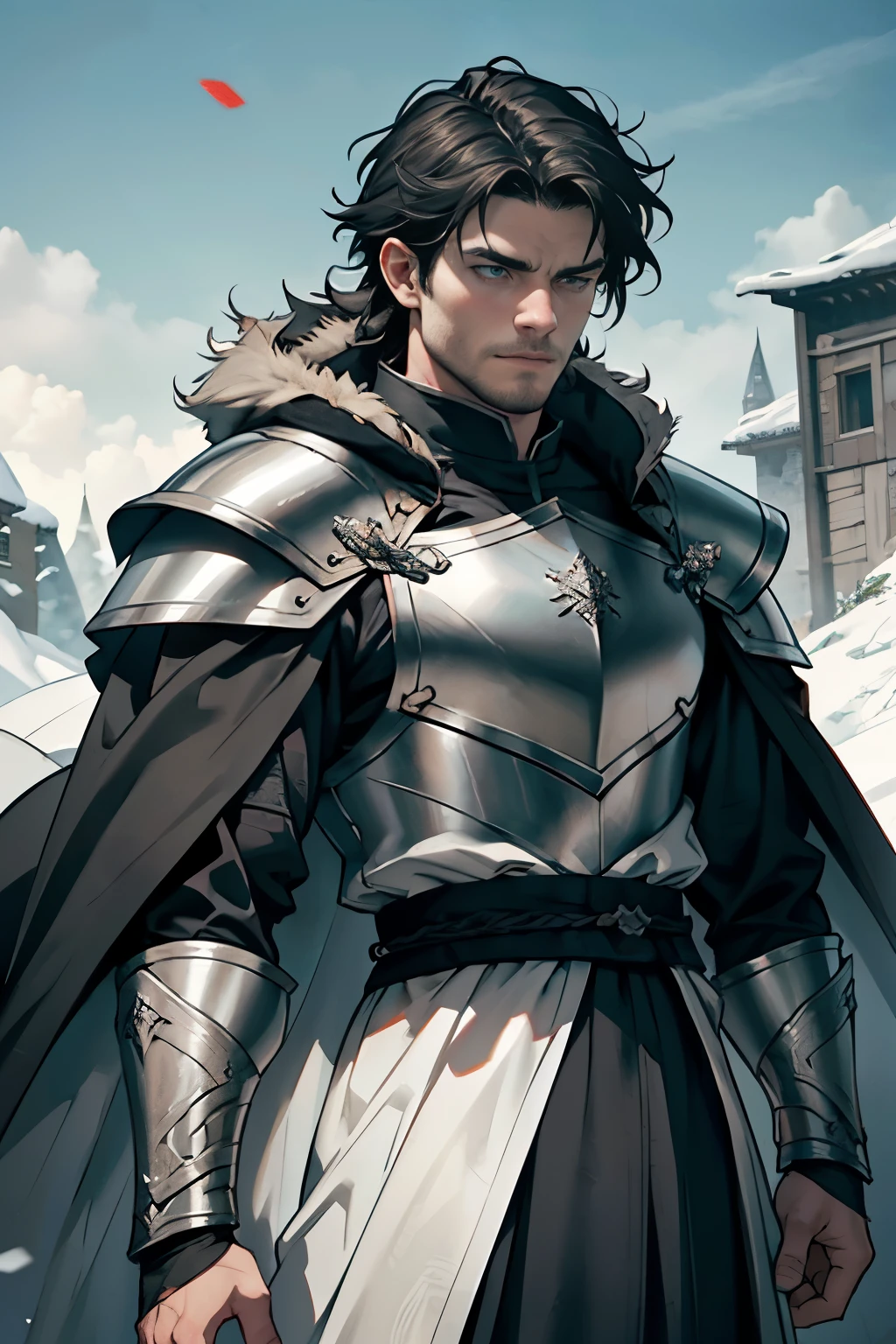 Robb Stark, the proud son of Winterfell and the King in the North, meticulously drawn as an anime character, boasting a perfect depiction from the Game of Thrones series. His highly detailed attire, inspired by the show's authenticity, features intricately patterned armor and a cloak dancing gracefully in the cinematic colour grading. His anatomy, showcased with highly accurate details, exudes power, strength, agility, and the warrior spirit, embodying the essence of a true king.
The shallow depth of field draws attention to Robb's intense gaze, filled with a sense of promise and determination. Set against the backdrop of