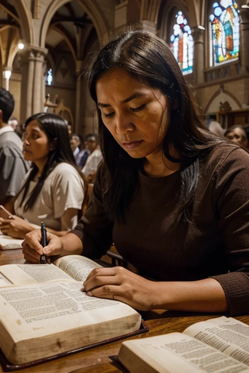 Catholic church teaching the Bible to indigenous people