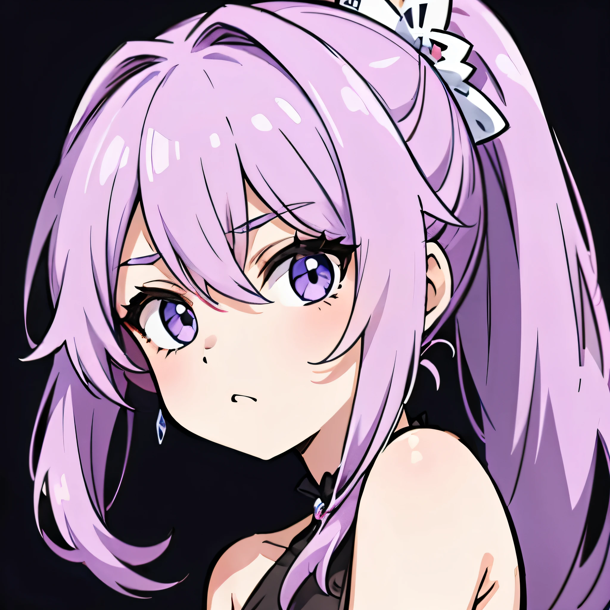 cheveux violets, style à le personnage Crunchyroll, avec fond blanc 