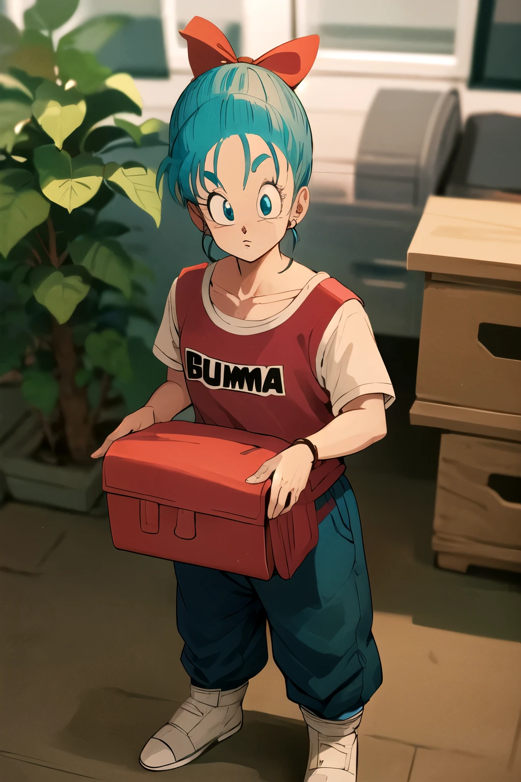 Bulma with the clothes of Goku