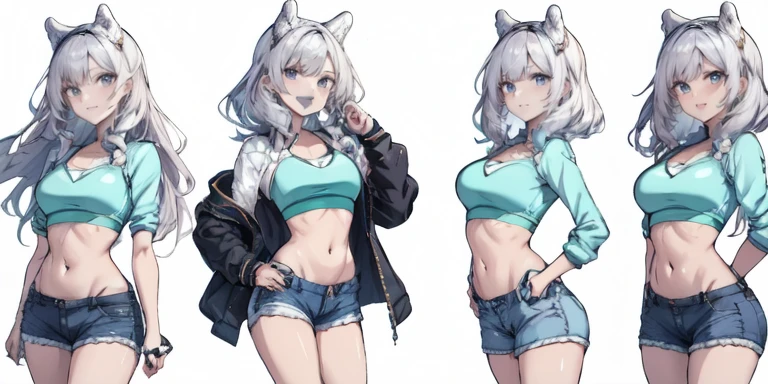 a set of different poses of a same character, character with a bunch of different poses, sprite sheet, characters 8k symmetrical, anime girl figures, spritesheet, sprite sheet walk cycle, 2 d sprite, sprite 2 d, dancing character, gray hair, gray hair long hair, yellow eyes, eye patch, (((muscular))), big breasts, thick thighs, happy, (tanned skin), running, working out, (((black clothes))), erotic in all poses, sexy, bare feet, set of high quality hd sprites, spritesheet, intricate, sprite sheet, gif, white background, Ghislaine Dedoldia of Mushoku Tensei