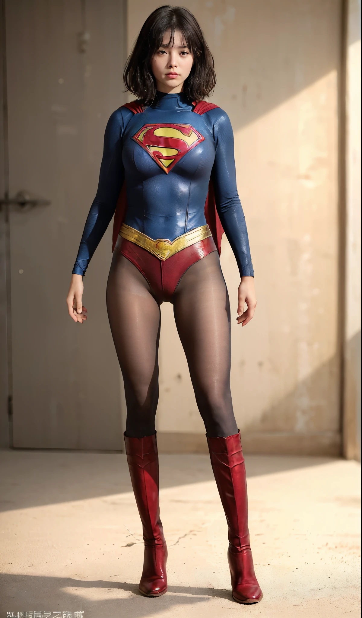 No background、(((Beautiful legs in black tights.)))、(((Legally express the beauty of your smile)))、((((Make the most of your original images)))、(((Supergirl Costume)))、(((ボディにフィットしたSupergirl Costume)))、(((Short beautiful hair)))、(((Smiles and winks)))、(((Please wear black tights....、Wear red boots)))、((Best image quality、8k))、((highest quality、8k、masterpiece:1.3))、(((Preserve background )))、Sharp focus:1.2、Beautiful woman with perfect figure:1.4、Slim Abs:1.2、Wet body:1.5、Highly detailed face and skin texture、8k