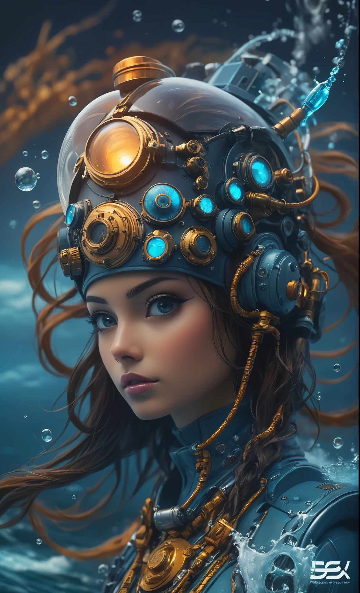 Nazare Subnautica vol.2 - New Nazare, by Luis Duarte, Nanopunk, blue shading, Nazare style, Element Water, Mythpunk, Graphic Interface, Space Art, Sci-Fic Art, Dark Influence, NijiExpress 3D v3, Kinetic Art, Datanoshing, Oilpainting, Ink v3, Splash style, Abstract Art, Abstract Tech, Cyber Tech Elements, Futuristic, Epic style, Illustrated v3, Deco Influence, AirBrush style, drawing
